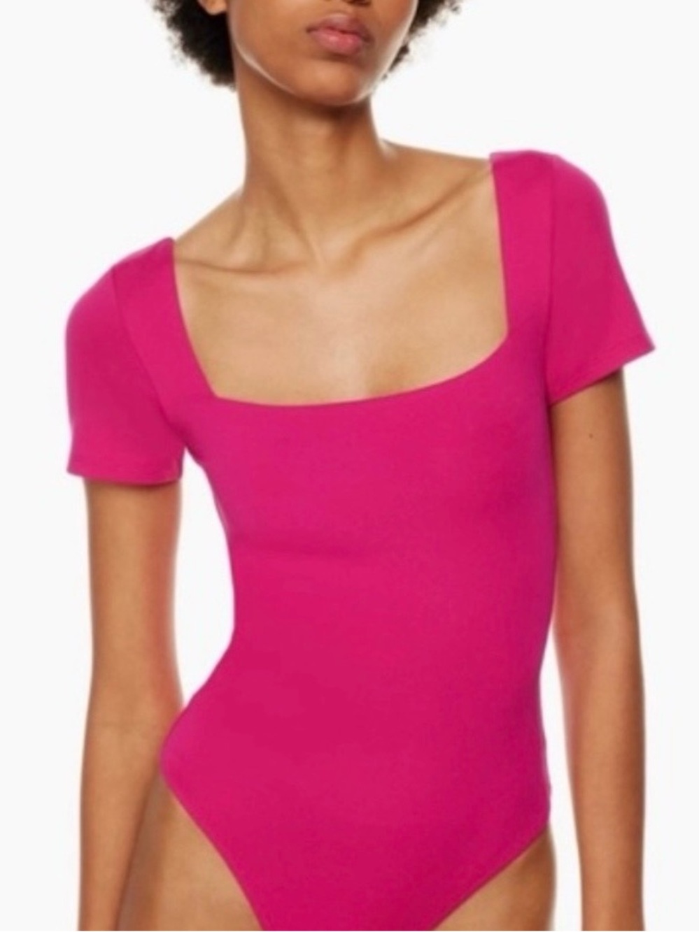 Aritzia Babaton Original Contour Manner Squareneck Bodysuit Pink XL
